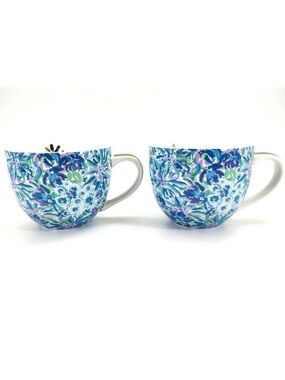 Lilly Pulitzer 12oz Ceramic Mug Blue Floral Fab Fit Fun Coffee Tea Mug
